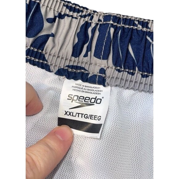 Speedo Men's XXL 8" Floral Print Volley Swim Shorts - Navy/Gray - Picture 9 of 12